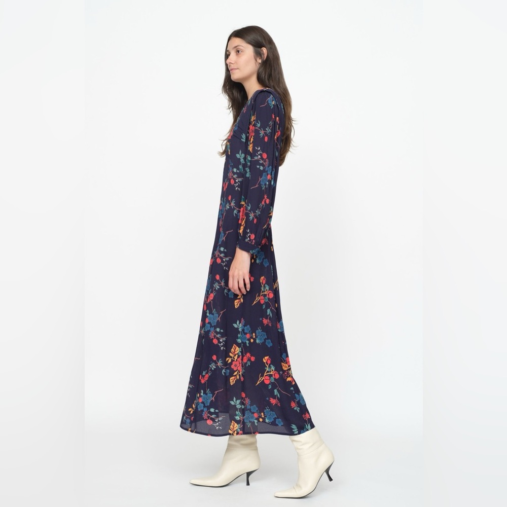 Sea NY Mari long sleeve modern midi dress in a blue floral print size 2